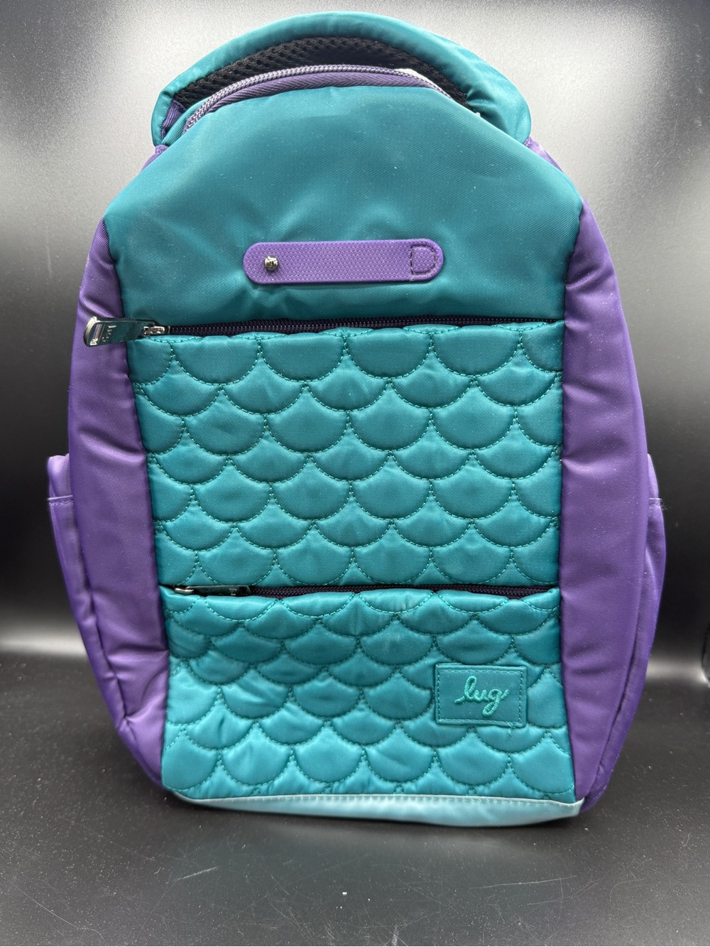 Lug Hopper Shorty Teal/Purple Mermaid Quilted Mini Backpack Tons of Pockets
